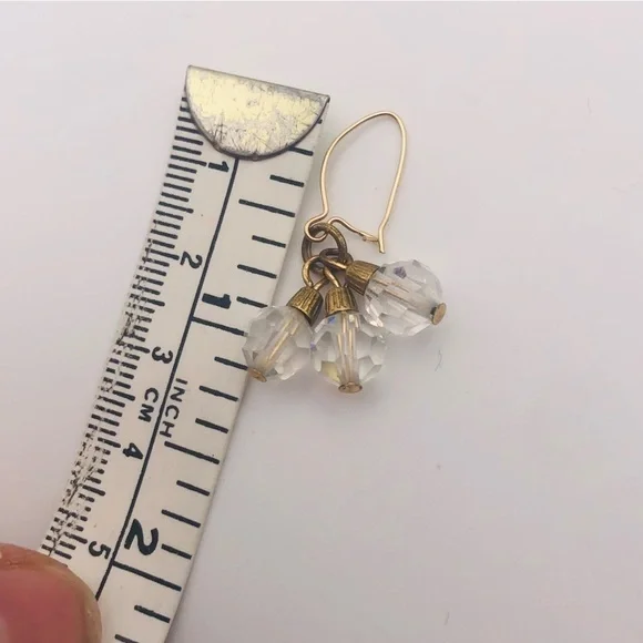 VTG 10k Yellow Gold Post Aurora Borealis Crystal Bead Earrings 1.1” - Picture 4 of 7